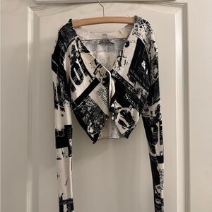 Urban Outfitters Black and White Abstract Cardigan